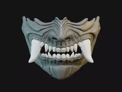 WEARABLE ONI MASK 14 DEMON HALF FACE FANG 3D print model