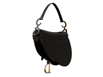 Dior Saddle Bag Black Satin 3D model