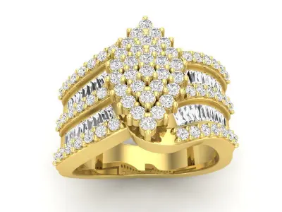 AV 654 Diamond Ladies Cluster Engagement Ring 3D print model