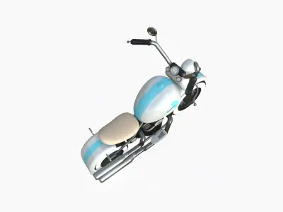Motorcycle Cartoon A14 White Blue - Custom Vehicle Design Low-poly 3D model