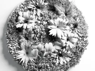 circle garden plant stand vertical garden wall wood circle vase Low-poly 3D model