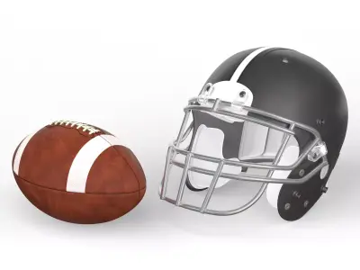 American Football Helmet and Ball 3D model