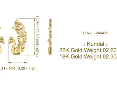 Peacock - Earring - Kundal - 240429 3D print model