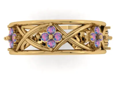 Band stone ring  54 Free 3D print model