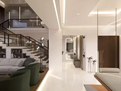 LUXURY DUPLEX LIVING DINING AND KITCHEN INTERIOR 11 Low-poly 3D model