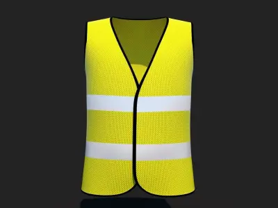 PPE Safety Hi Vis Vest in Yellow Low-poly 3D model
