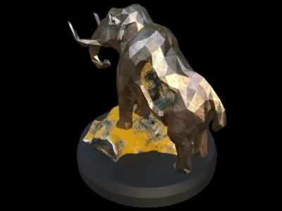 Steampunk Mammoth Rock Low-poly 3D model