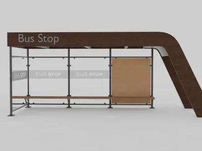 Modern Bus Stop Free low-poly 3D model