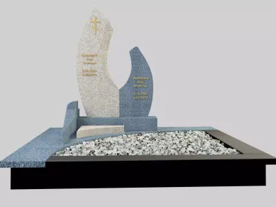 Headstone memorial with stones and gravel Free 3D model