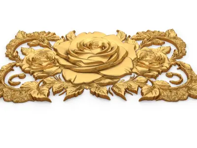 mural classic flowers decor ornament 04 3D model