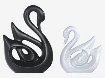 Ceramic Swan Figurines 3D model