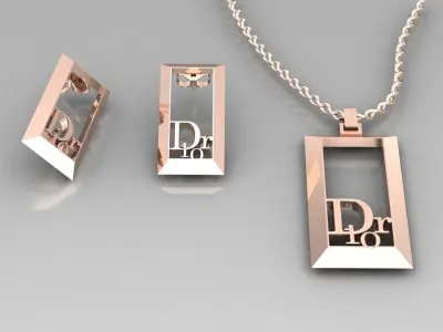 dior set pendant and earrings 3D print model