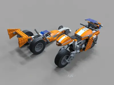 Lego Moto Bike pack Low-poly 3D model