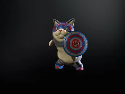 SuperHero Cat Low-poly 3D model