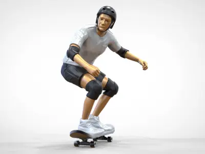 N1 Skateboarder Skateboarding with skateboard 3D print model