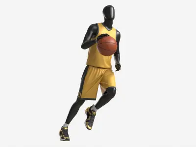 Male Mannequin in Basketball Uniform in Action 02 3D model