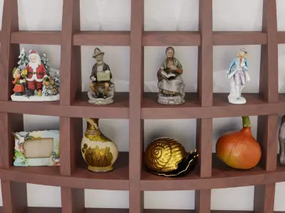 Wooden bookshelf library full with 33 models 3D model