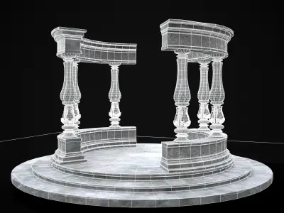 Double Opening Pavilion Low-poly 3D model