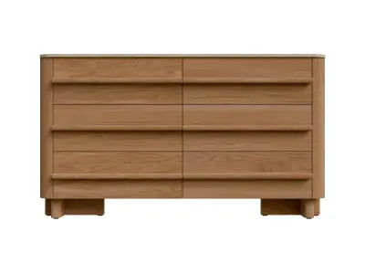 Mid Natural Oak Veneer Chest Of Drawers Low-poly 3D model