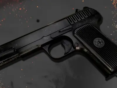 TT Gun game ready PBR Low-poly 3D model