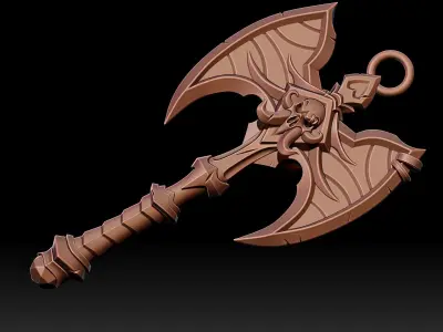 Pendant Axe Pendant Sculpture jewelry gold necklace Silver 3D print model