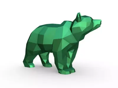 Bear low poly polygonal 3D print model