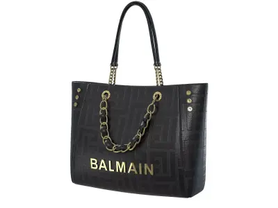 Balmain 1945 Soft Jacquard Tote Bag Black Low-poly 3D model