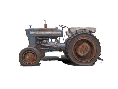 Wrecked Blue Tractor Low-poly PBR Low-poly 3D model