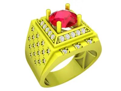 A7229 Korean Style Diamond Vintage Men Ring 3D print model