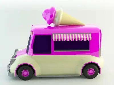 Low Poly Ice-Cream Van 3D model