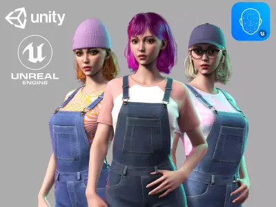 Streetwear Girl 2-5 - Casual Wear Girls Pack 2 Game-Ready Low-poly 3D model