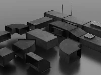 Modular Industrial Air Duct System Low-poly 3D model