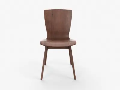 Crest Bentwood Dining Chair in walnut  Low-poly 3D model