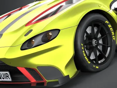 Aston Martin Vantage GTE Racecar 2018 LowPoly Low-poly 3D model