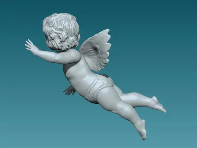 Angel cupid flying in air 3D model