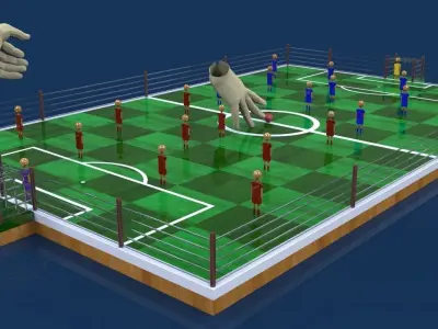 Futbolito soccer field with hand Free 3D model