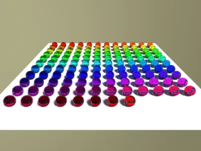 Marbles rainbow of colored circles Low-poly 3D model