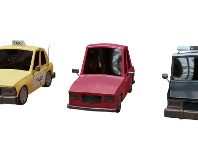 Collection  Cars  Toon Police Taxi Low-poly 3D model