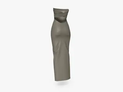 Maxi Dress with Slit Low-poly 3D model