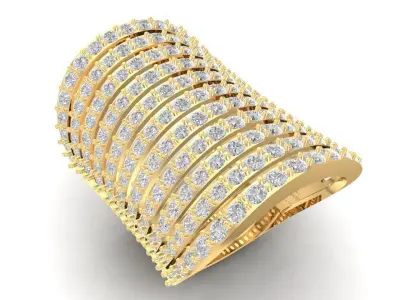 Luxury Wide Multi Row Diamond Band Ring for Women 3D Model 2683 3D print model