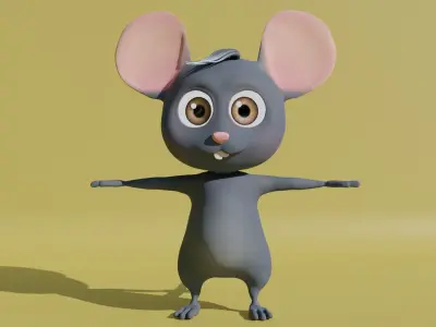 Cartoon Mouse Low-poly 3D model