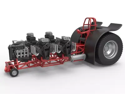 Pulling tractor 5 engines V8 Version 2 Scale 1 to 25 3D print model
