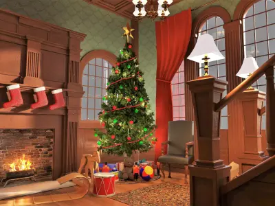 Christmas Room Low-poly 3D model