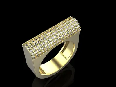 Signet ring with gems model 651 3D print model