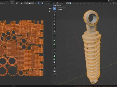 Simple basic suspension system shock absorber 3D model