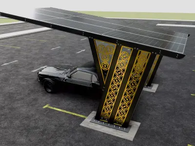 TRIPLE L TYPE MODERN SOLAR CARPORT TYPE-12 3D model