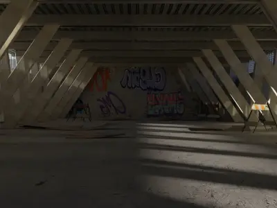 Realistic Under Bridge Scene Blend File and FBX 3D model
