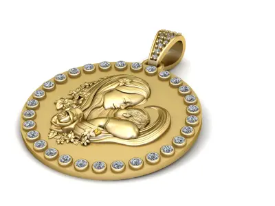MOTHER BABY CION PENDANT 3D PRINTABLE MODEL  3D print model