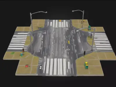 City Intersection Model  Realistic Urban Crossroads 3D model