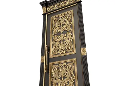 Carved Door Classic 01002 Black Low-poly 3D model